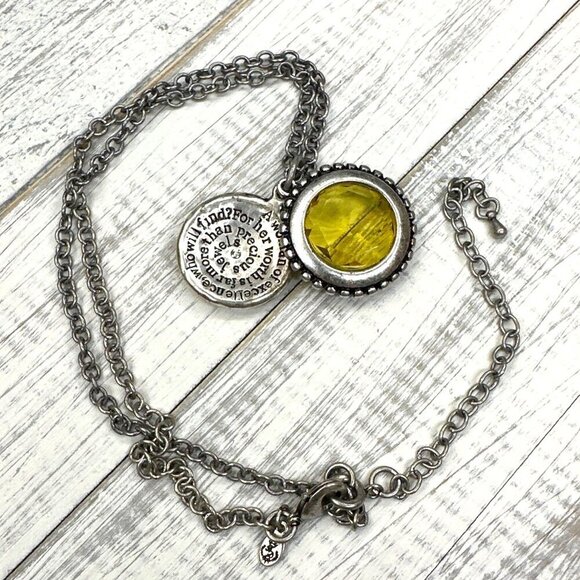 Premier Designs Proverbs 31:10 Rhinestone Necklace Brushed Silver Tone - Picture 4 of 4